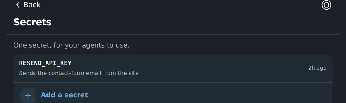 Saved keys, described and masked, that coworkers can use without ever seeing the value in a chat